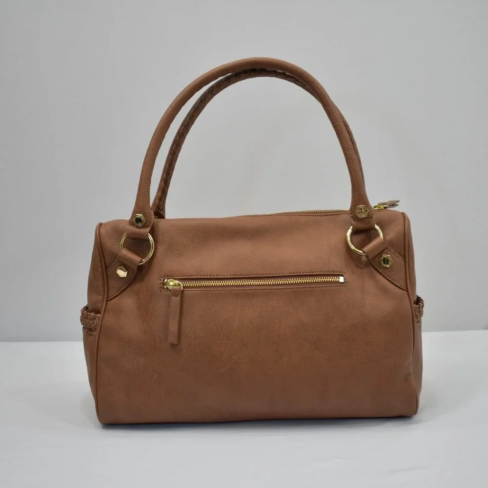 GIANNI BINI SADDLE BROWN BROOKLYN‎ SATCHEL HANDBAG